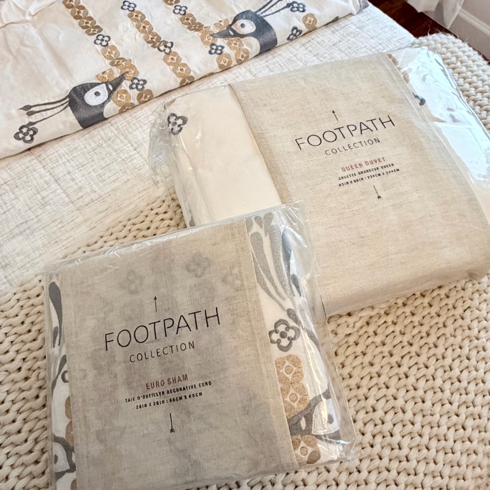 Anthropologie Footpath Collection Queen Duvet Cover and (2) Euro Shams